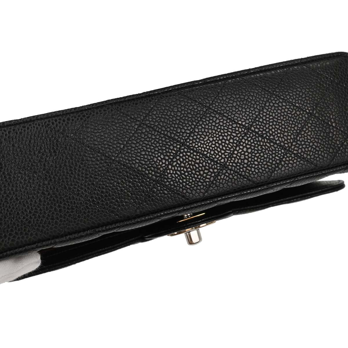 Chanel 2012 Black Caviar Skin Small Classic Double Flap Shoulder Bag