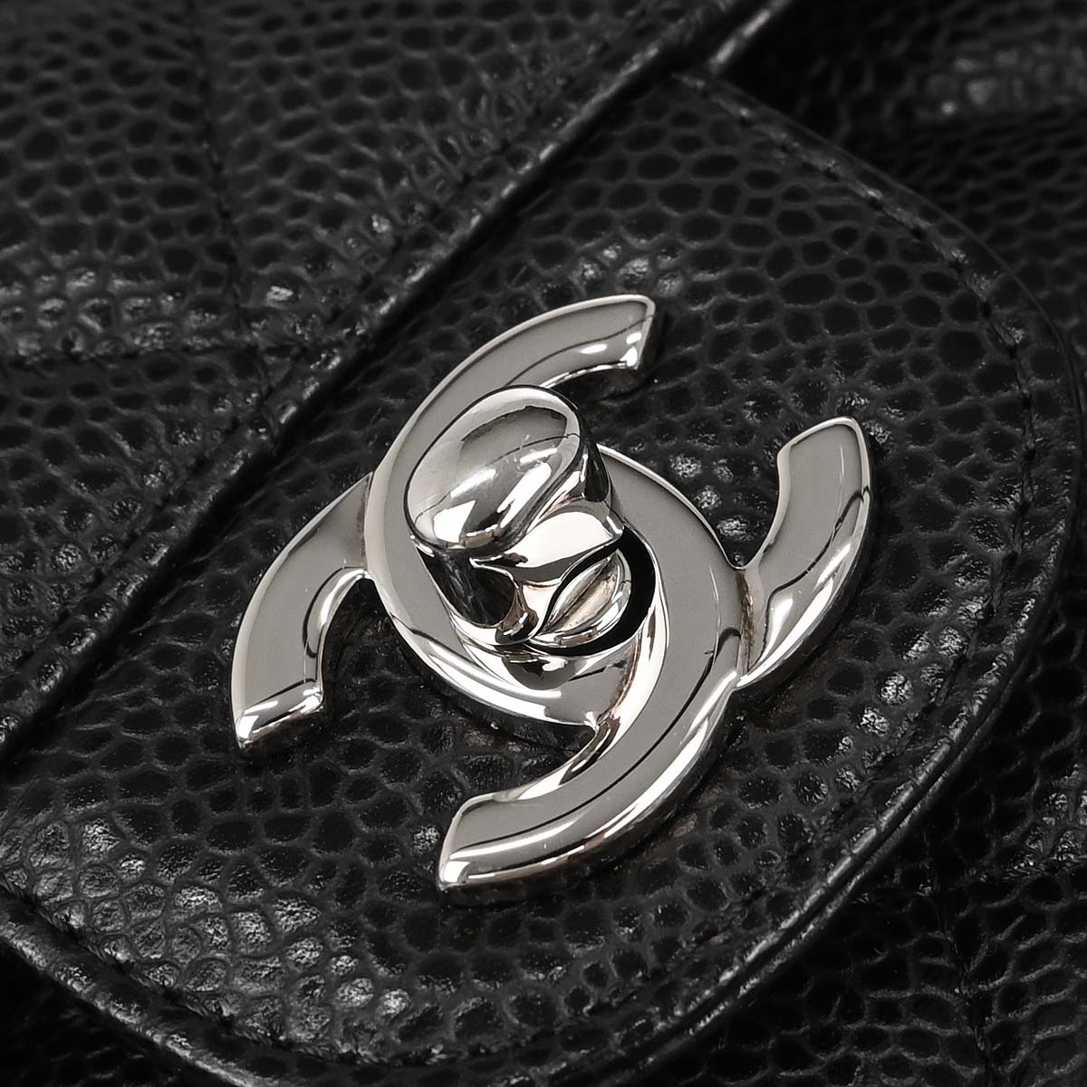 Chanel 2012 Black Caviar Skin Small Classic Double Flap Shoulder Bag
