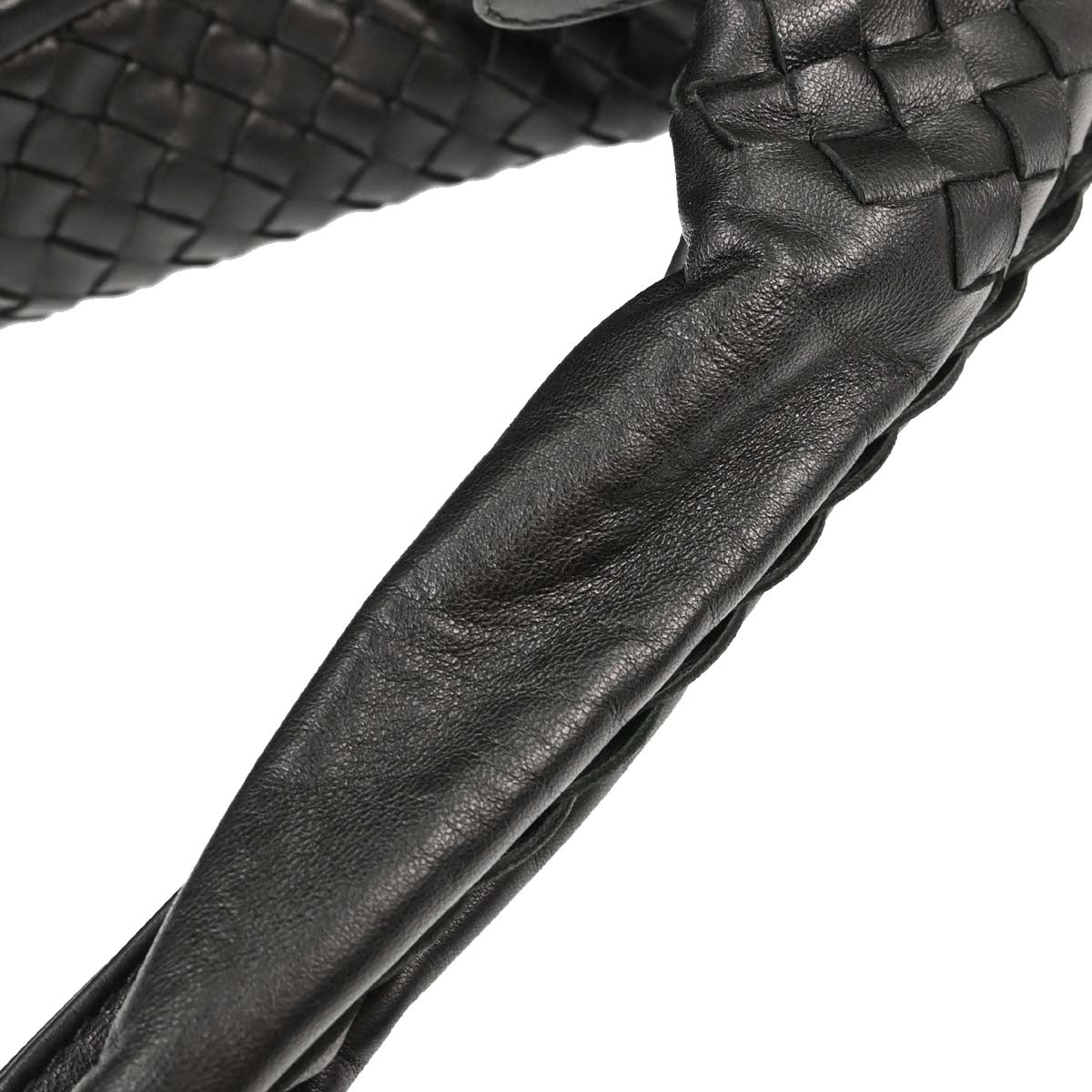 Bottega Veneta Black Lambskin Intrecciato Hobo Handbag