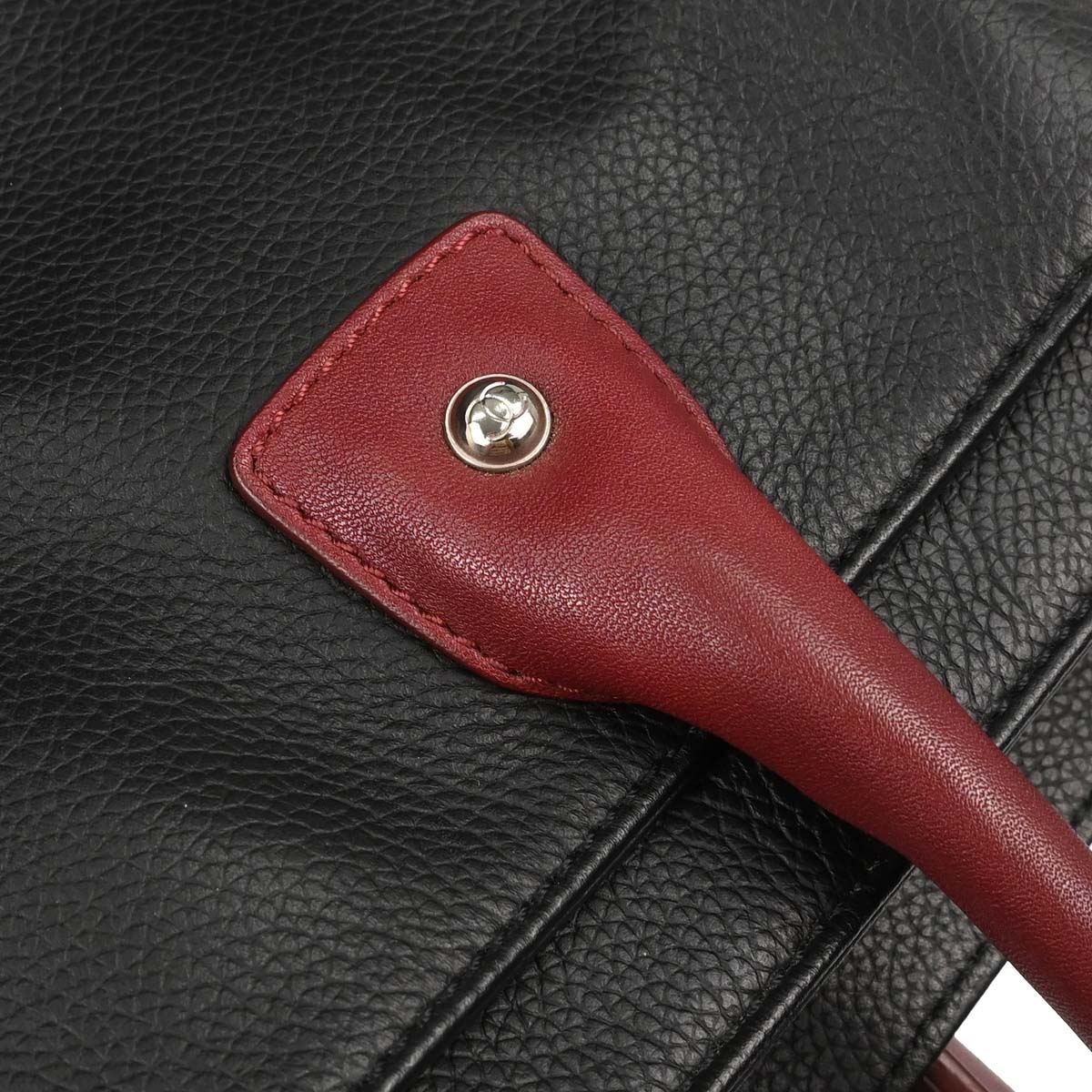 Chanel Black Burgundy Calfskin Executive Cerf 2way Shoulder Tote Bag