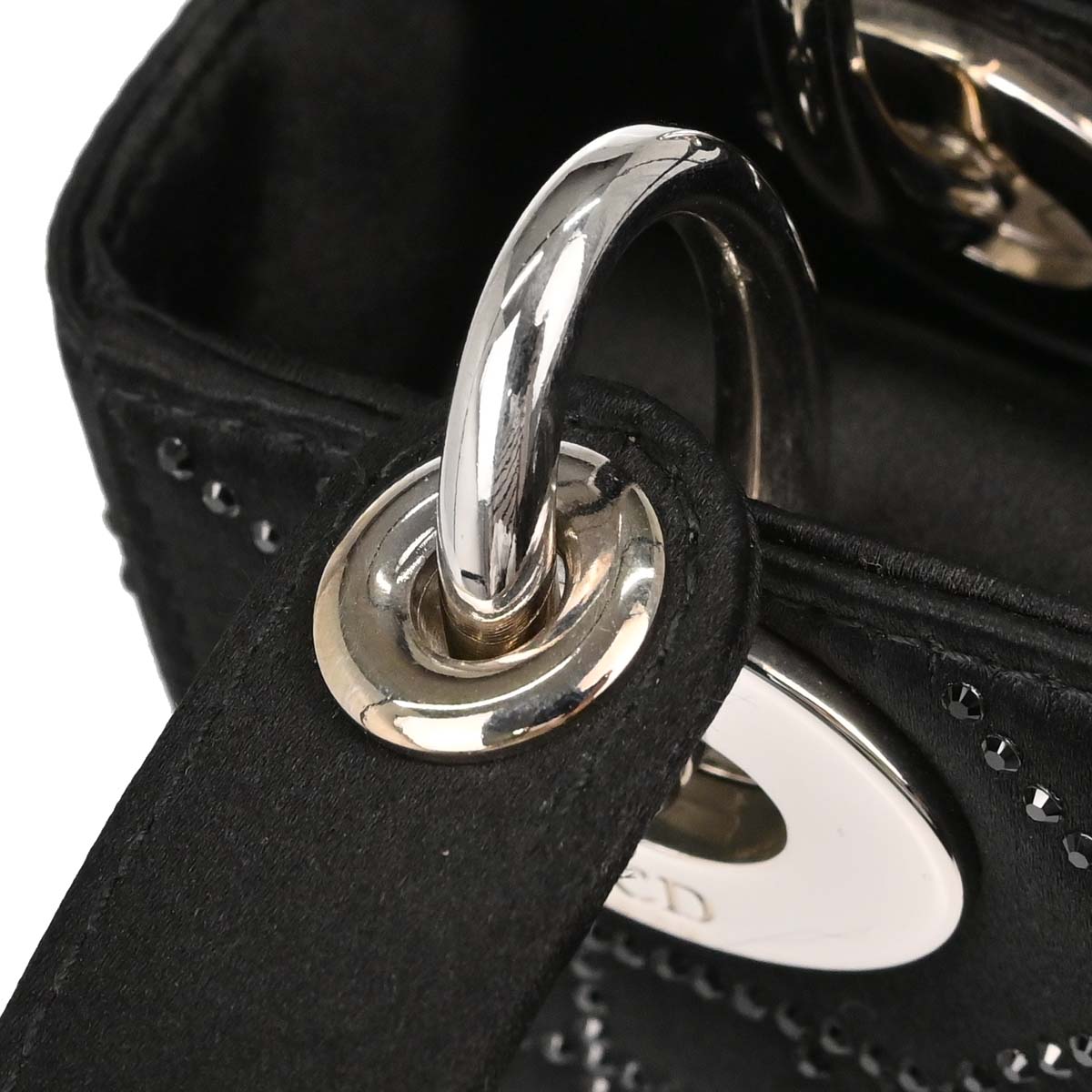Christian Dior Black Satin Small Lady Dior Cannage 2way Shoulder Handbag