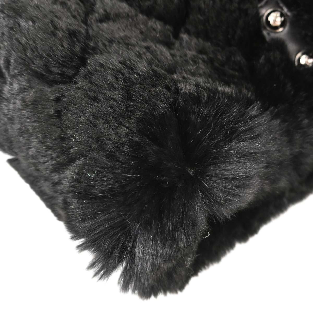 Chanel Black Lapin Fur Tote Handbag