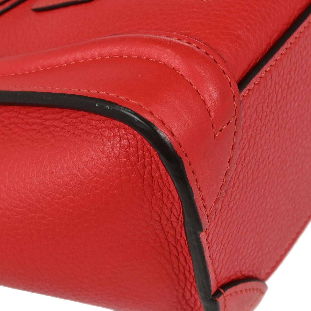 Celine Red Leather Nano Luggage Shoulder Tote Bag