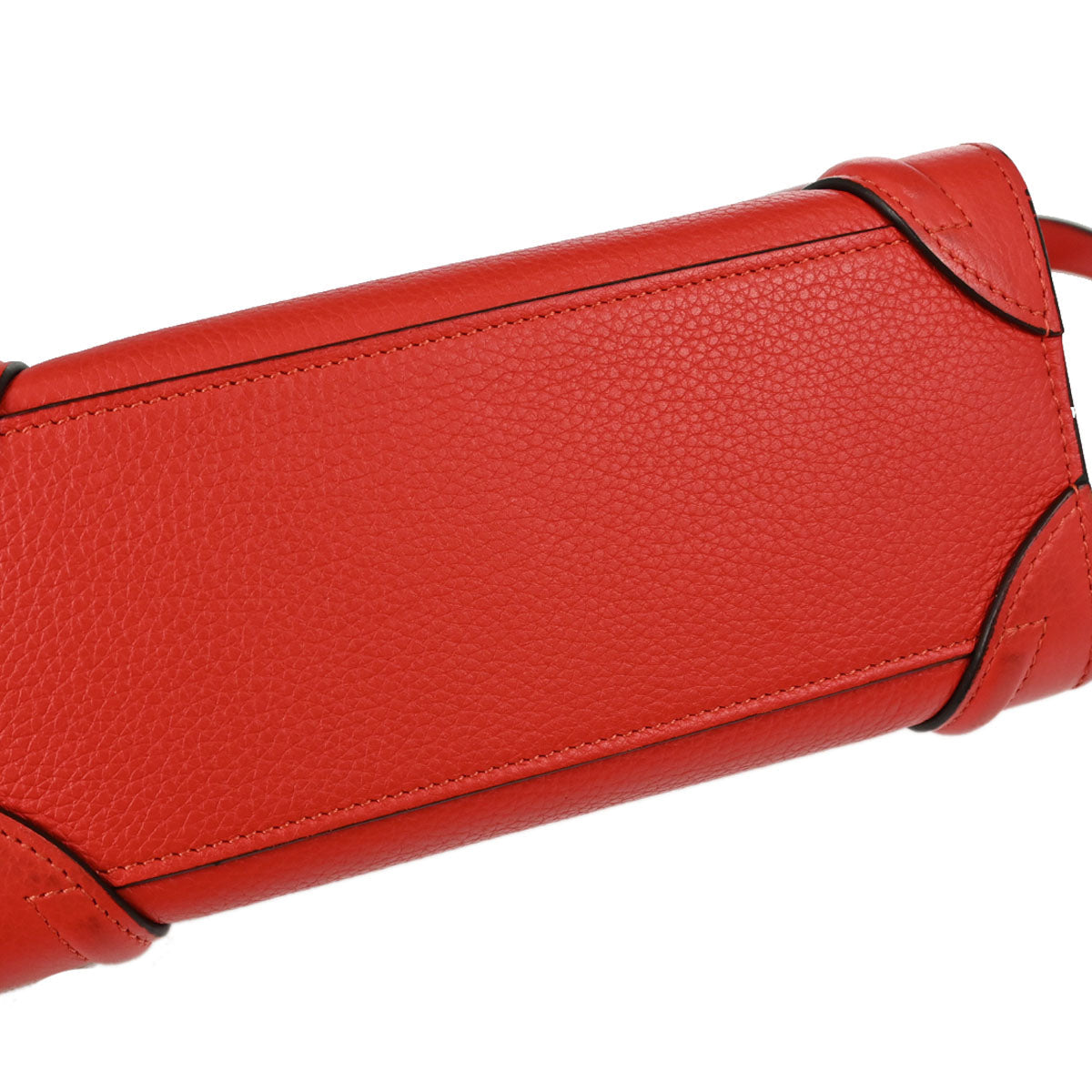 Celine Red Leather Nano Luggage Shoulder Tote Bag