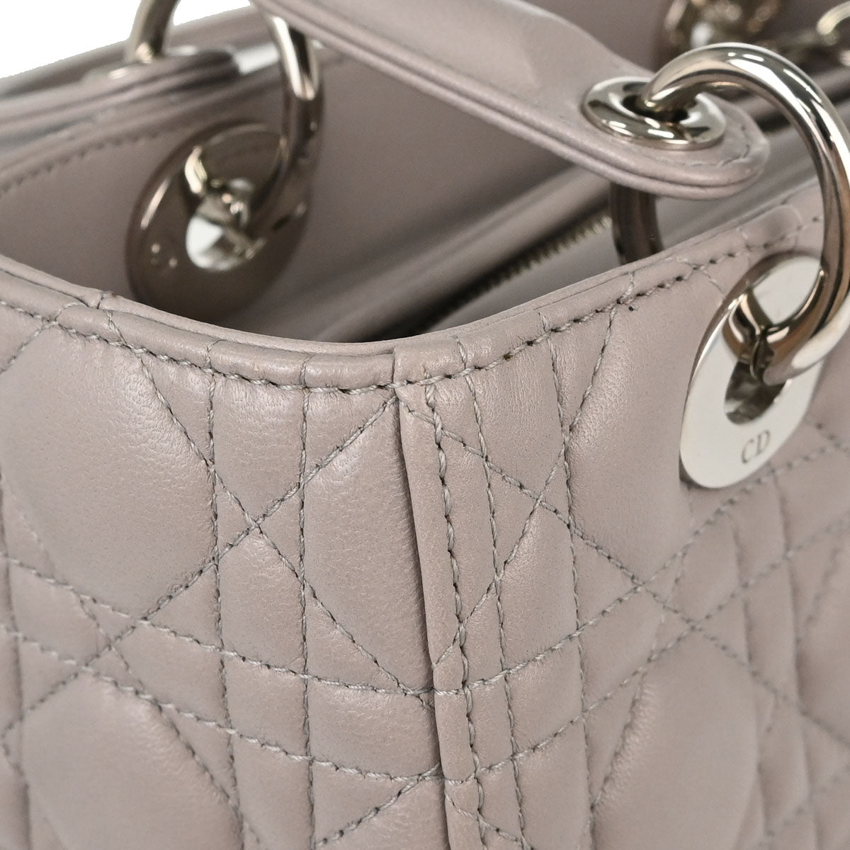 Christian Dior 2013 Gray Lambskin Lady Dior Cannage 2way Shoulder Handbag
