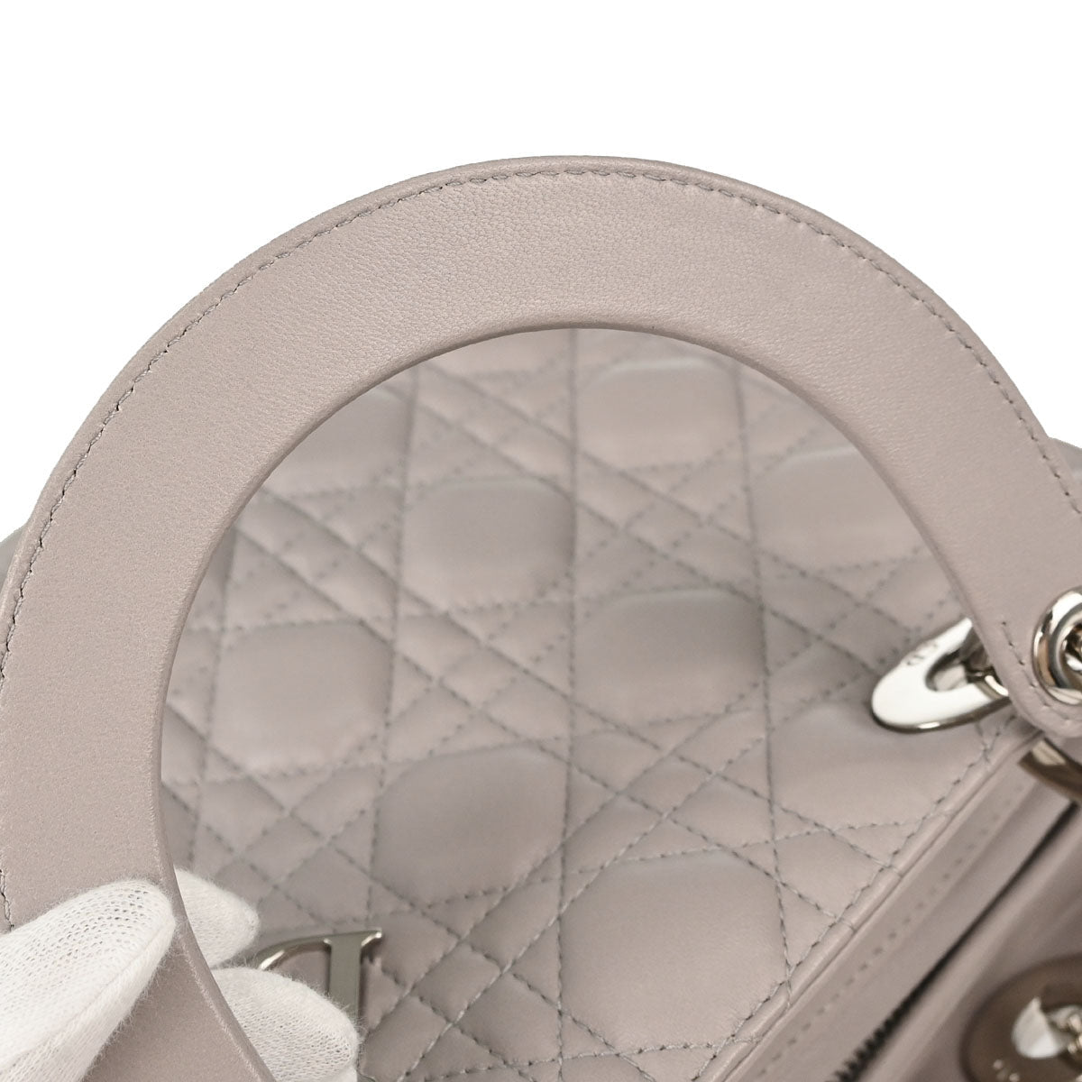 Christian Dior 2013 Gray Lambskin Lady Dior Cannage 2way Shoulder Handbag