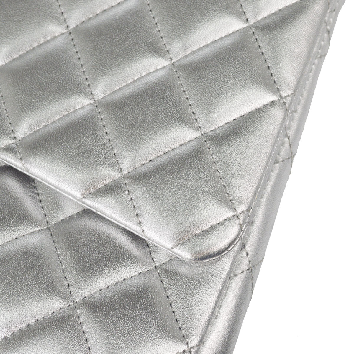 Chanel 2011 Metallic Silver Lambskin Maxi Classic Flap Shoulder Bag