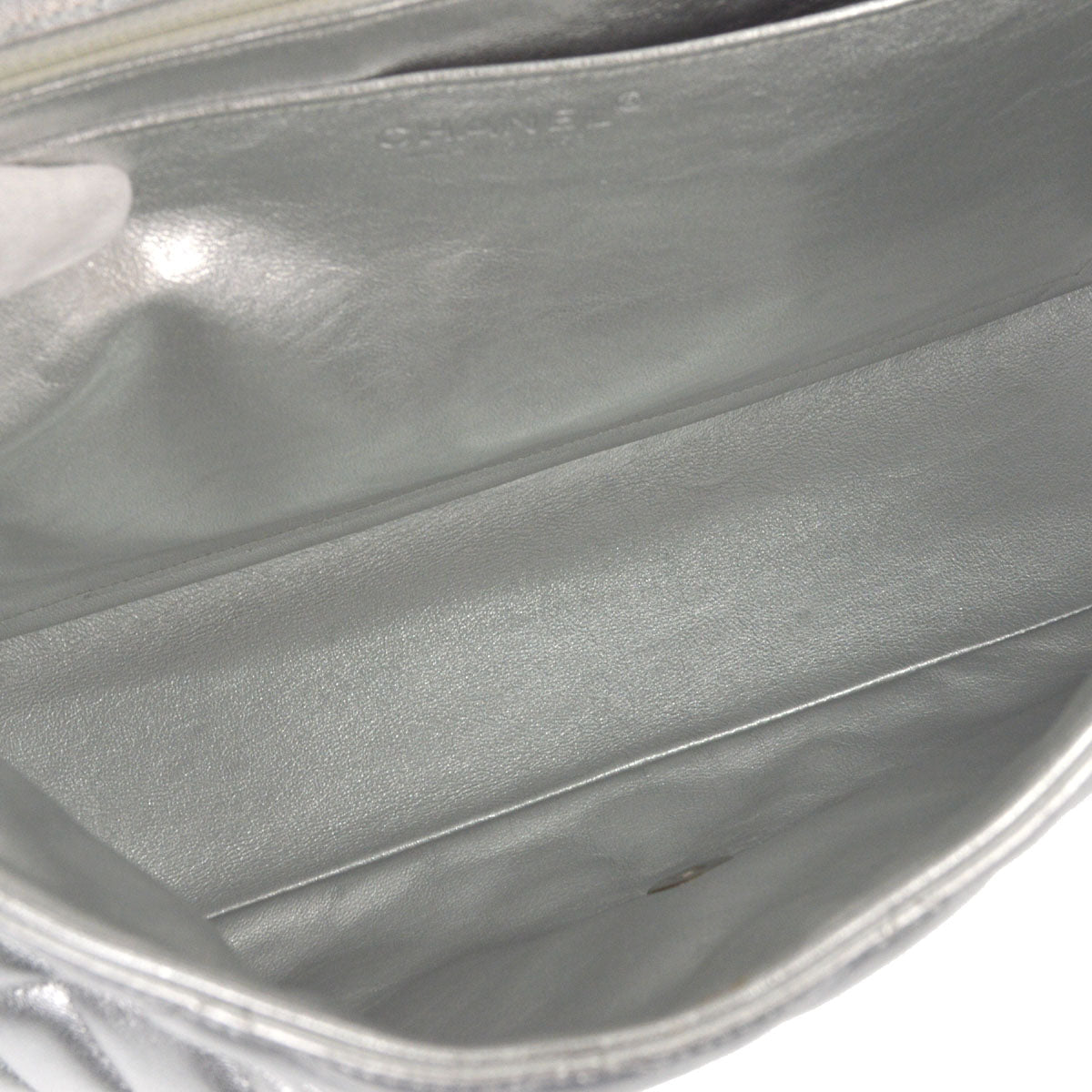 Chanel 2011 Metallic Silver Lambskin Maxi Classic Flap Shoulder Bag