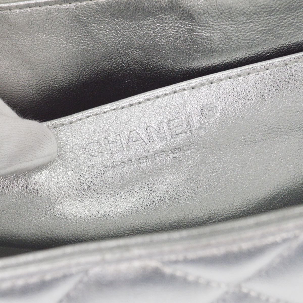 Chanel 2011 Metallic Silver Lambskin Maxi Classic Flap Shoulder Bag