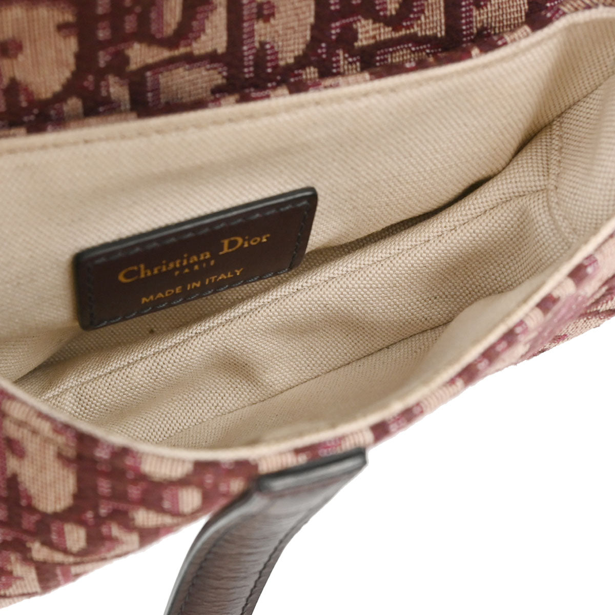 Christian Dior Burgundy Trotter Oblique Saddle 2way Shoulder Handbag