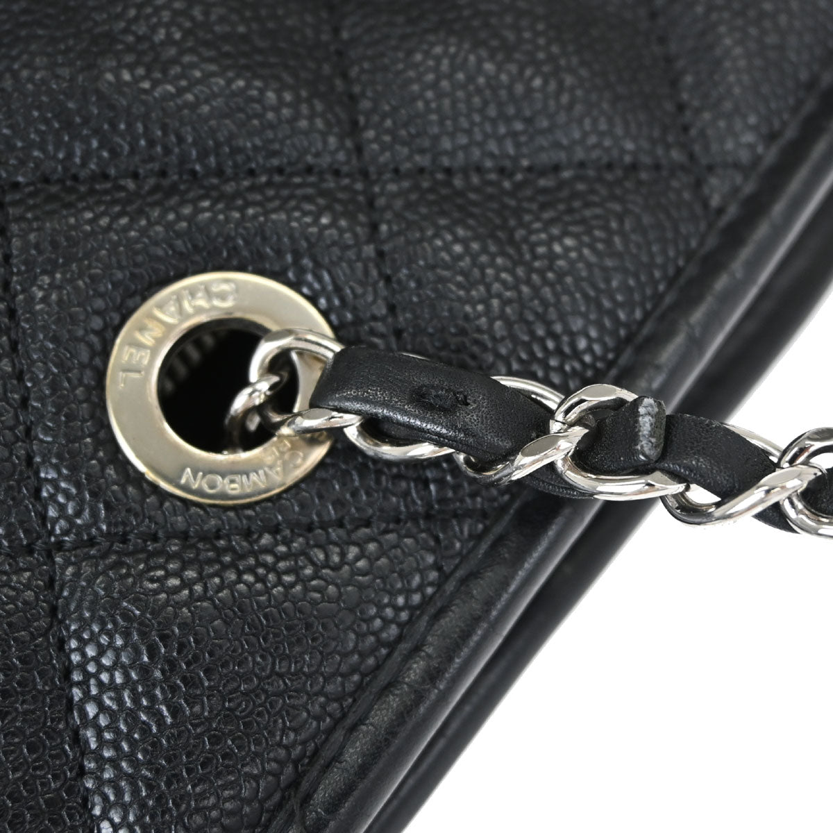 Chanel Black Caviar Skin French Riviera Tote Chain Handbag