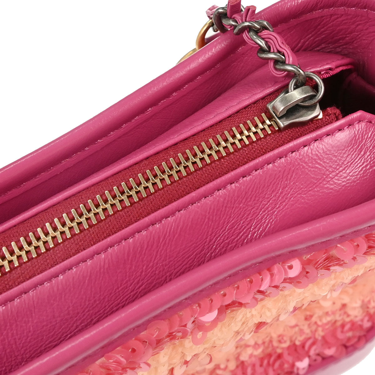 Chanel Pink Beige Calfskin Sequins Small Gabrielle Shoulder Bag