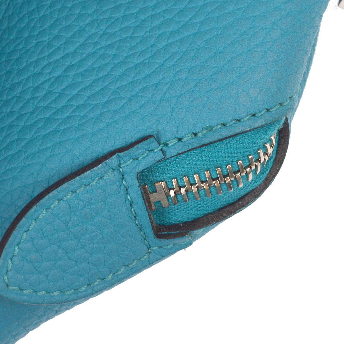Hermes Blue Izmir Taurillon Clemence Victoria II 35 Handbag