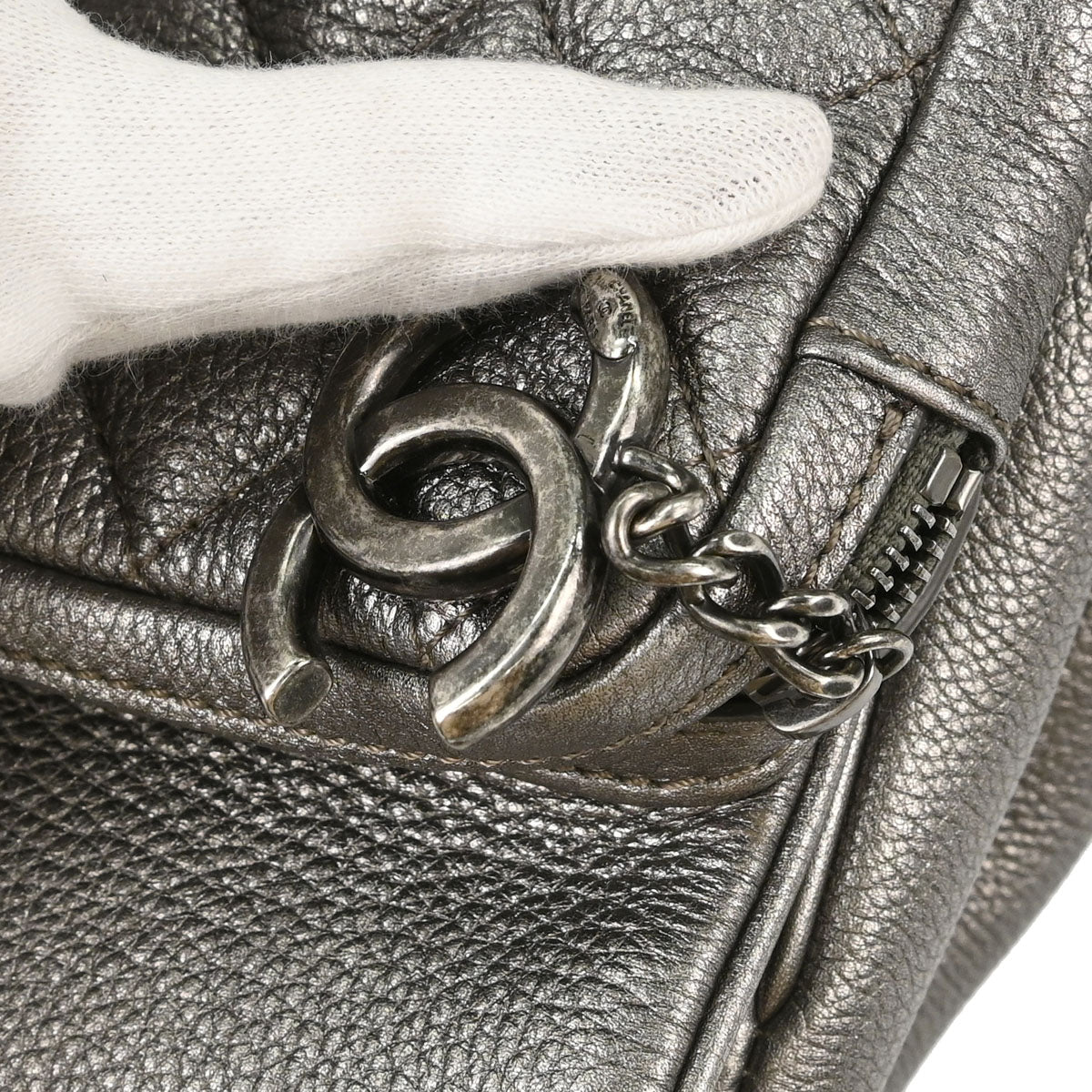 Chanel 2016-2017 Metallic Silver Calfskin Casual Rock Backpack