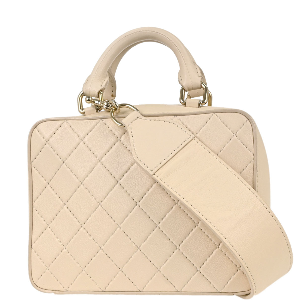 Chanel 2019-2020 Light Beige Lambskin Vanity 2way Shoulder Handbag