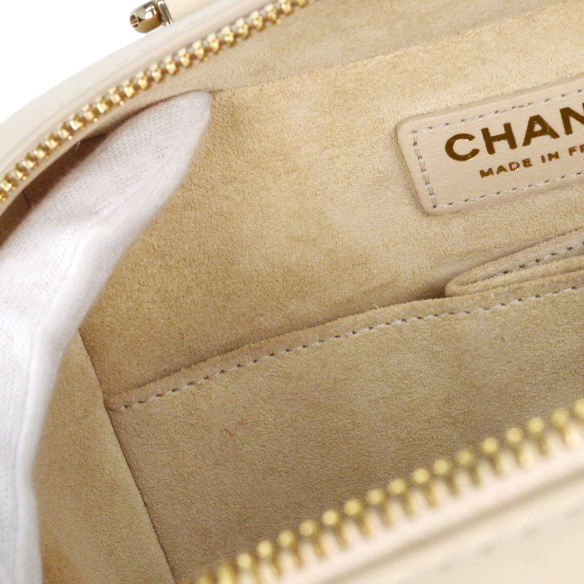 Chanel 2019-2020 Light Beige Lambskin Vanity 2way Shoulder Handbag
