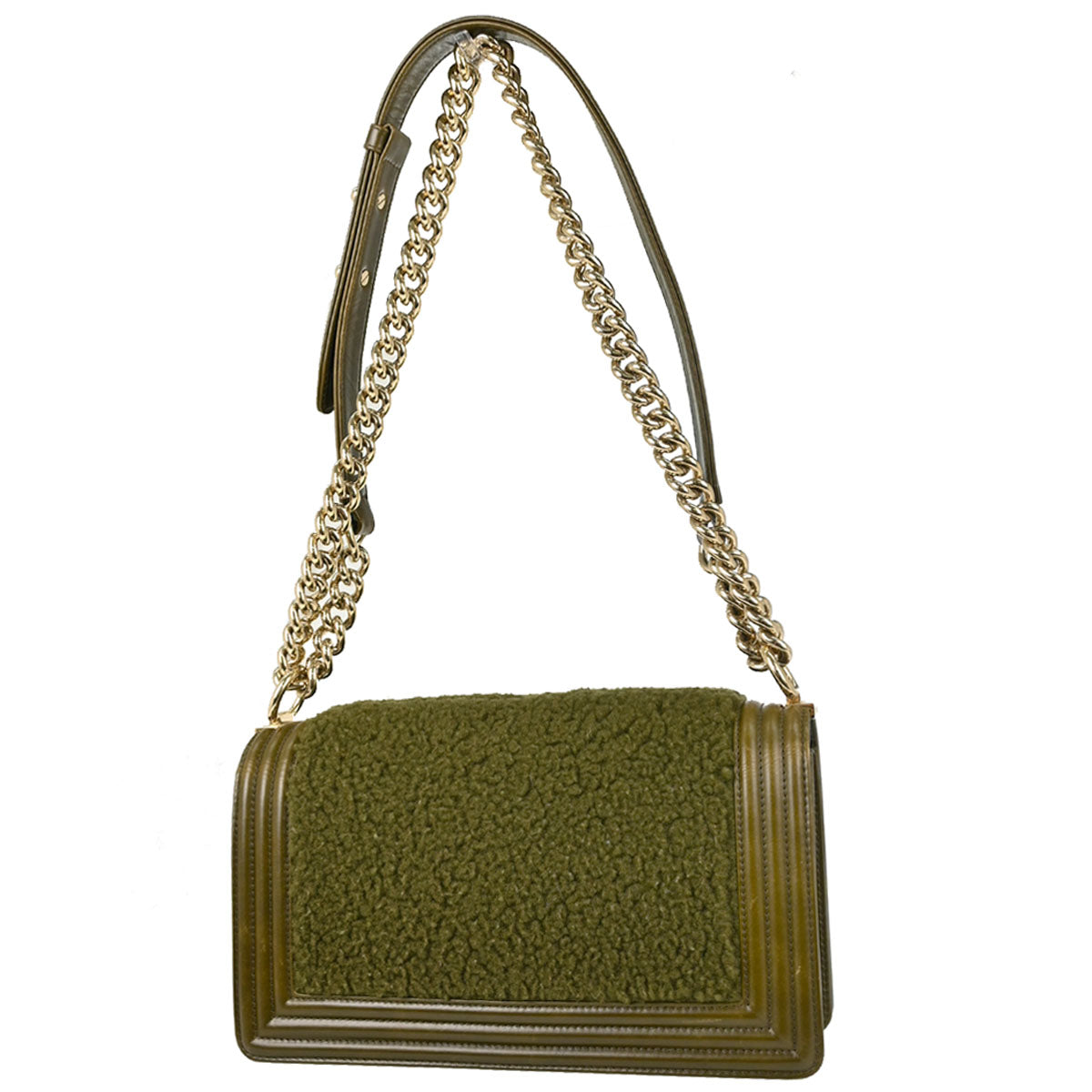 Boy Chanel 2016-2017 Green Shearling Calfskin Medium Shoulder Bag