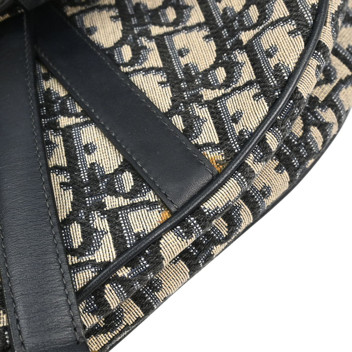 Christian Dior Navy Beige Trotter Oblique Saddle Handbag
