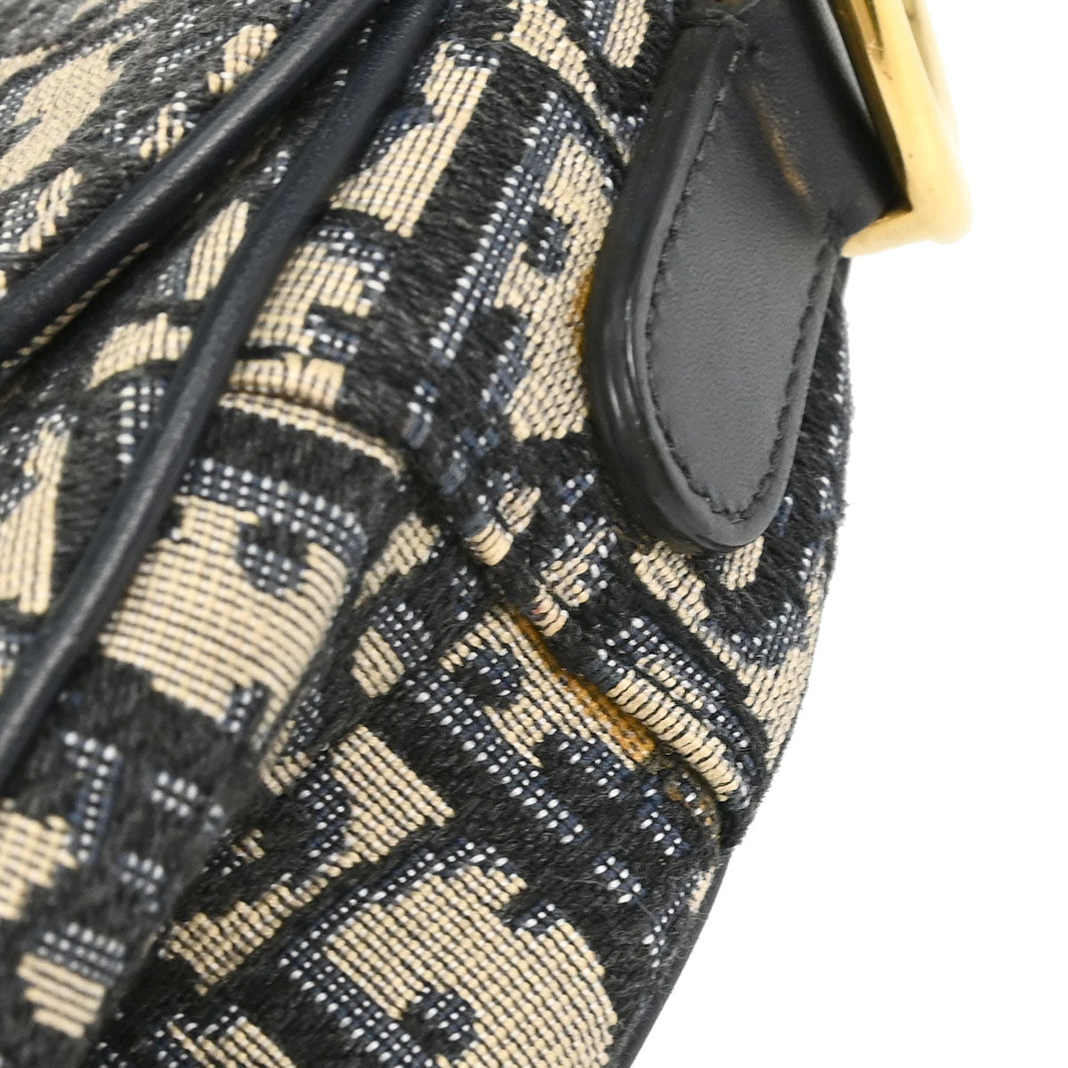 Christian Dior Navy Beige Trotter Oblique Saddle Handbag