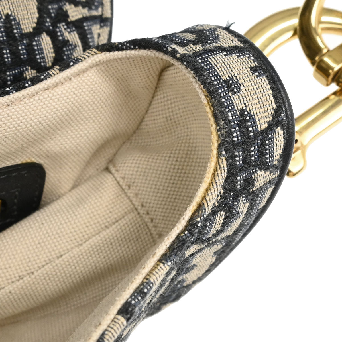 Christian Dior Navy Beige Trotter Oblique Saddle Handbag