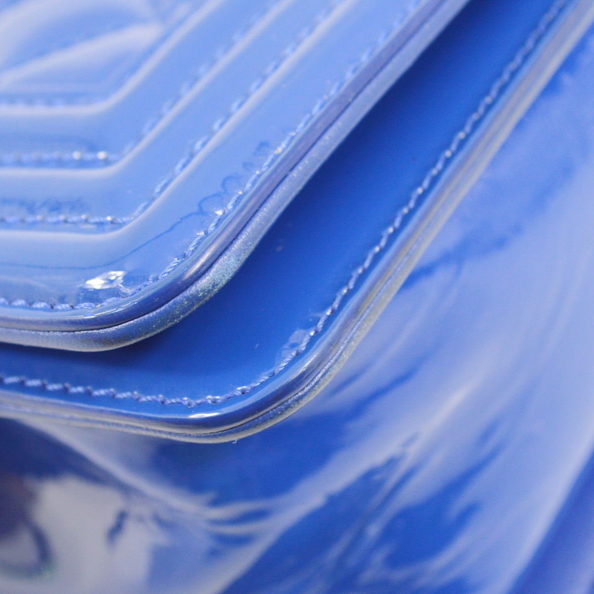 Boy Chanel 2014-2015 Blue Patent Leather Double Chain Shoulder Bag