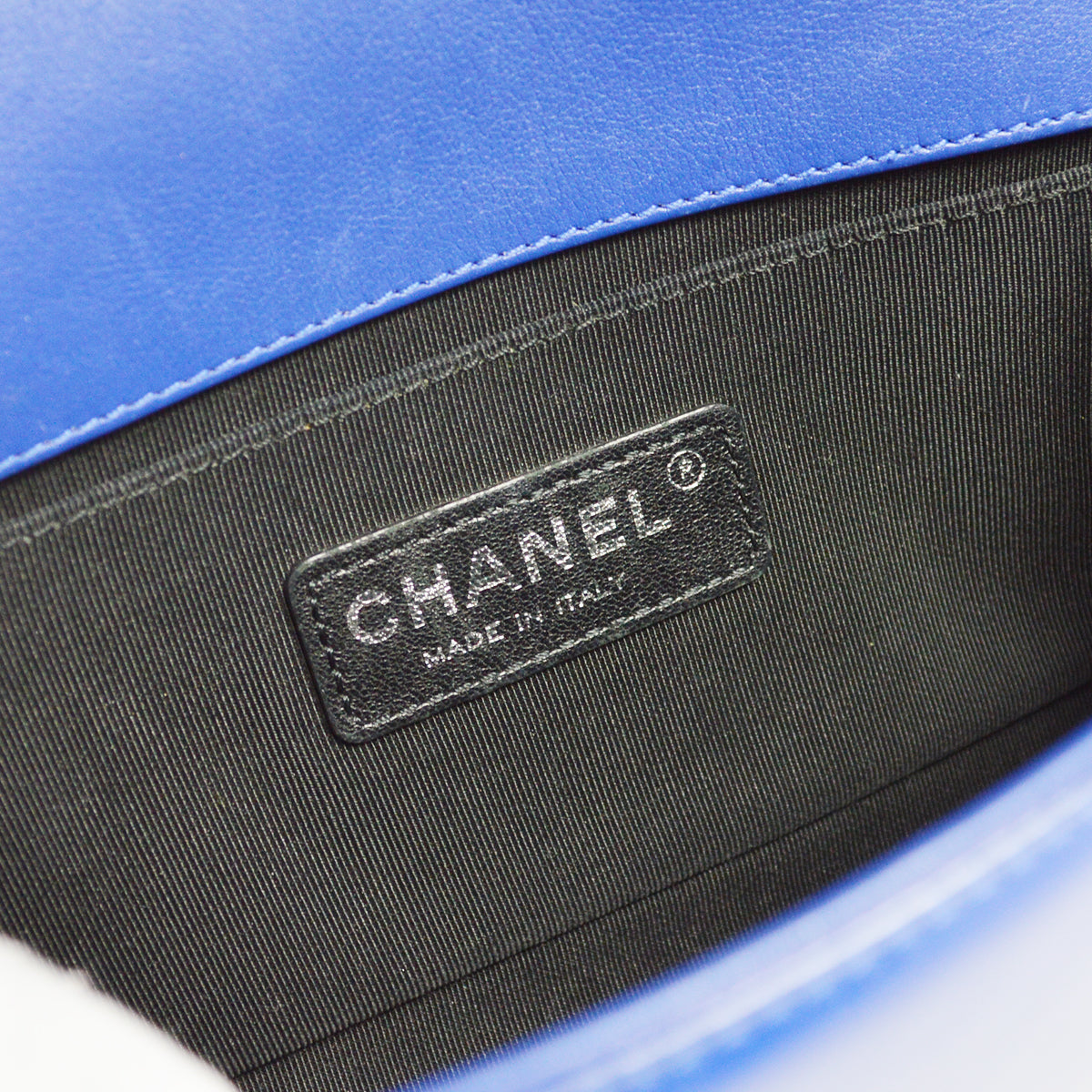 Boy Chanel 2014-2015 Blue Patent Leather Double Chain Shoulder Bag