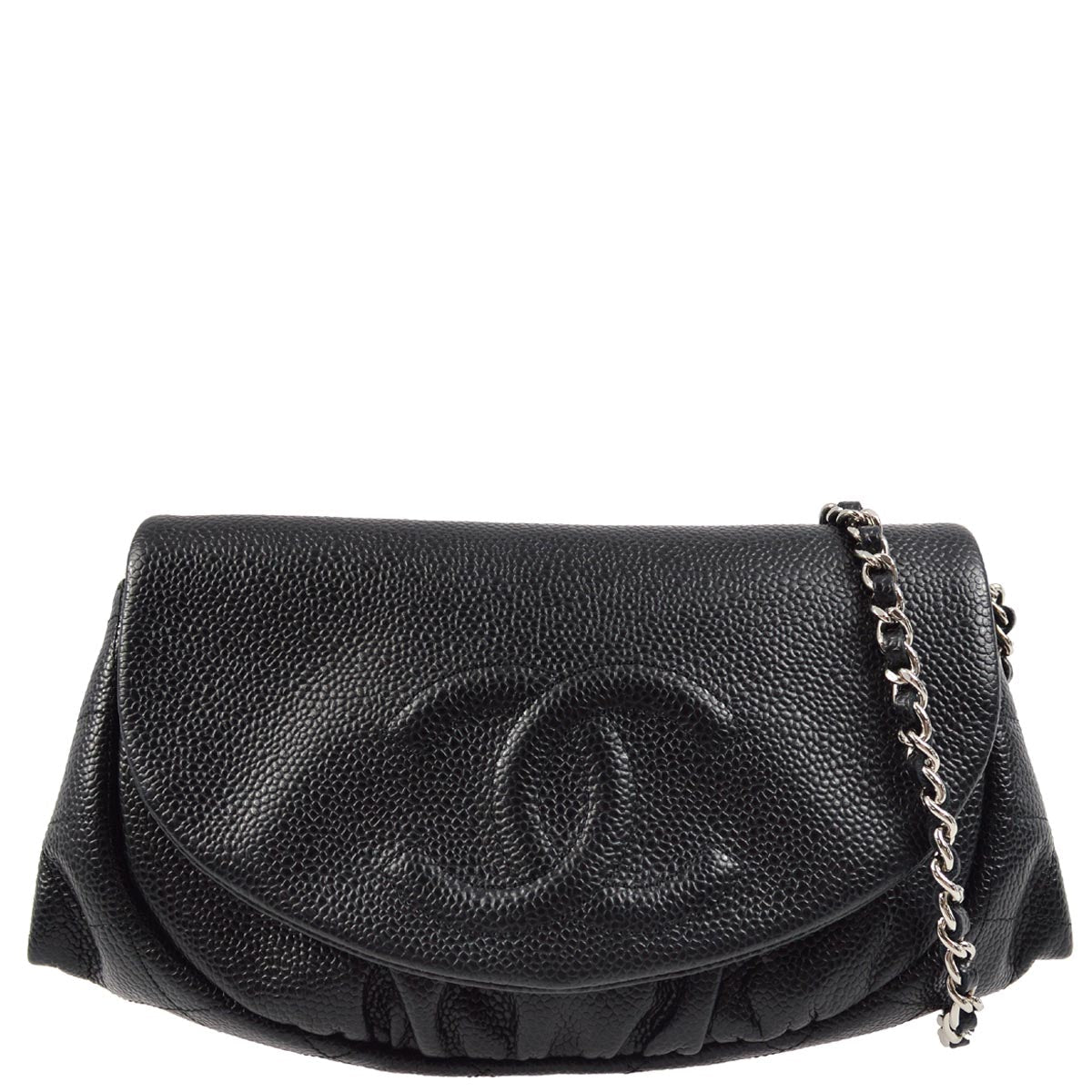 Chanel 2012 Black Caviar Half-Moon WOC Wallet