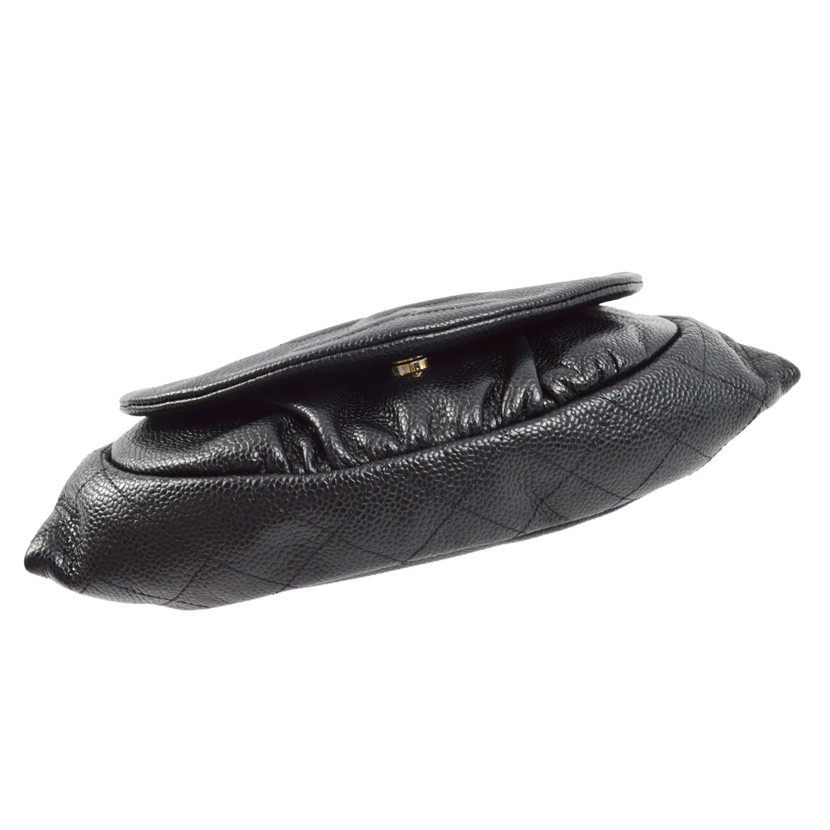 Chanel 2012 Black Caviar Half-Moon WOC Wallet