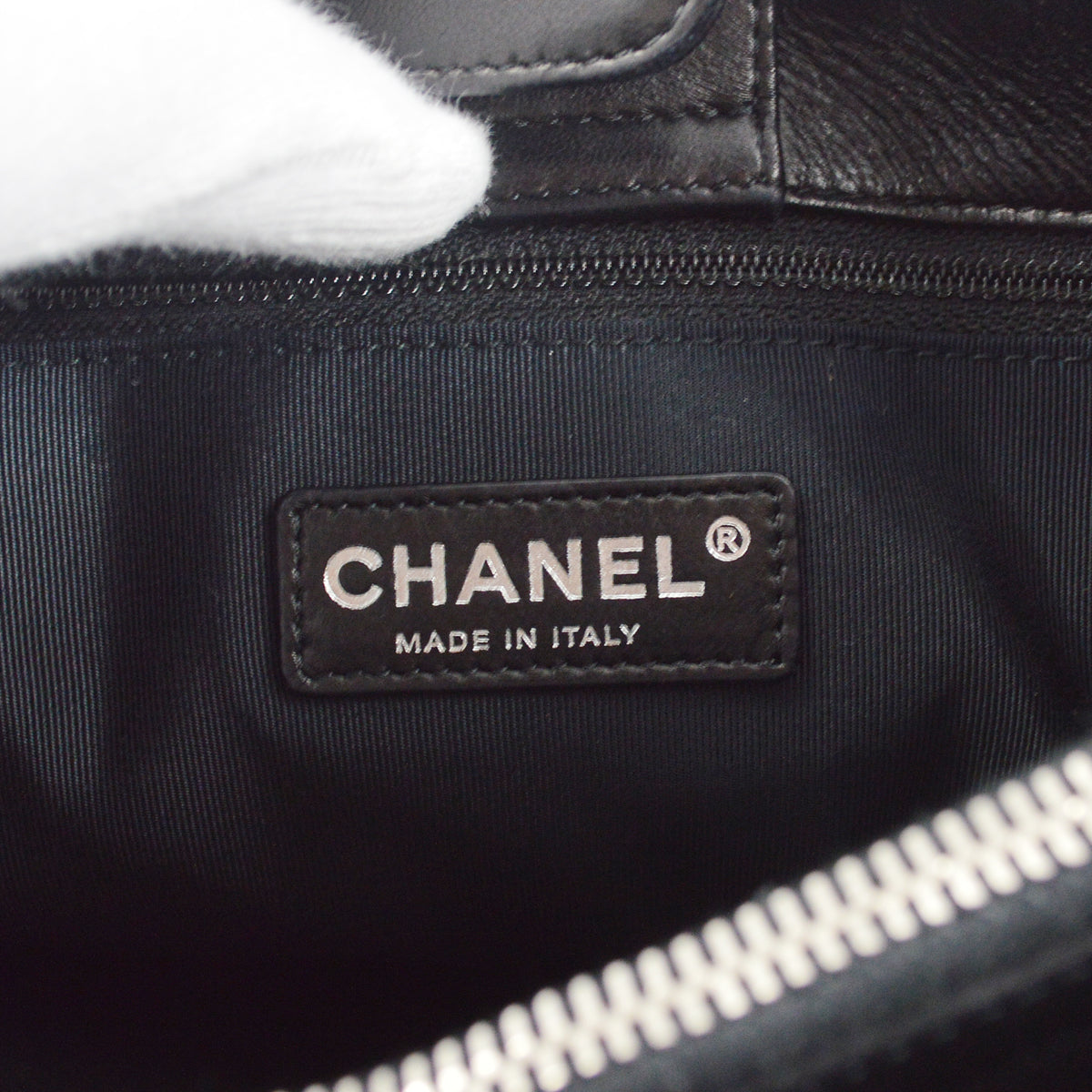 Chanel 2010-2011 Black Lambskin Chain Tote Handbag