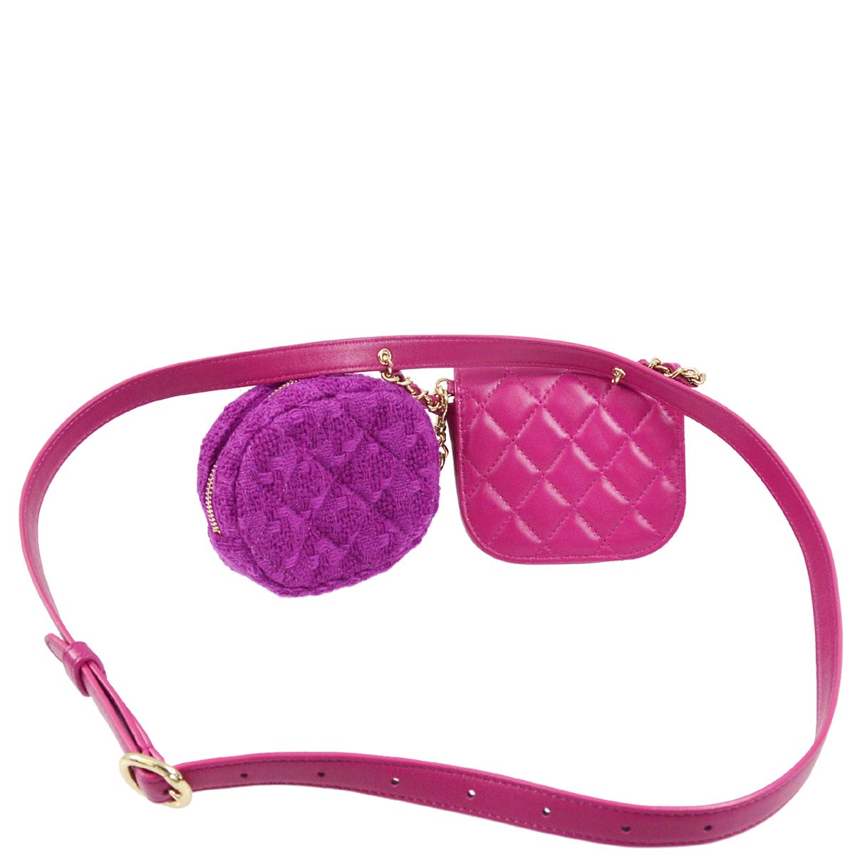 Chanel 2019 Pink Purple Lambskin Belt Pouch Bum Bag