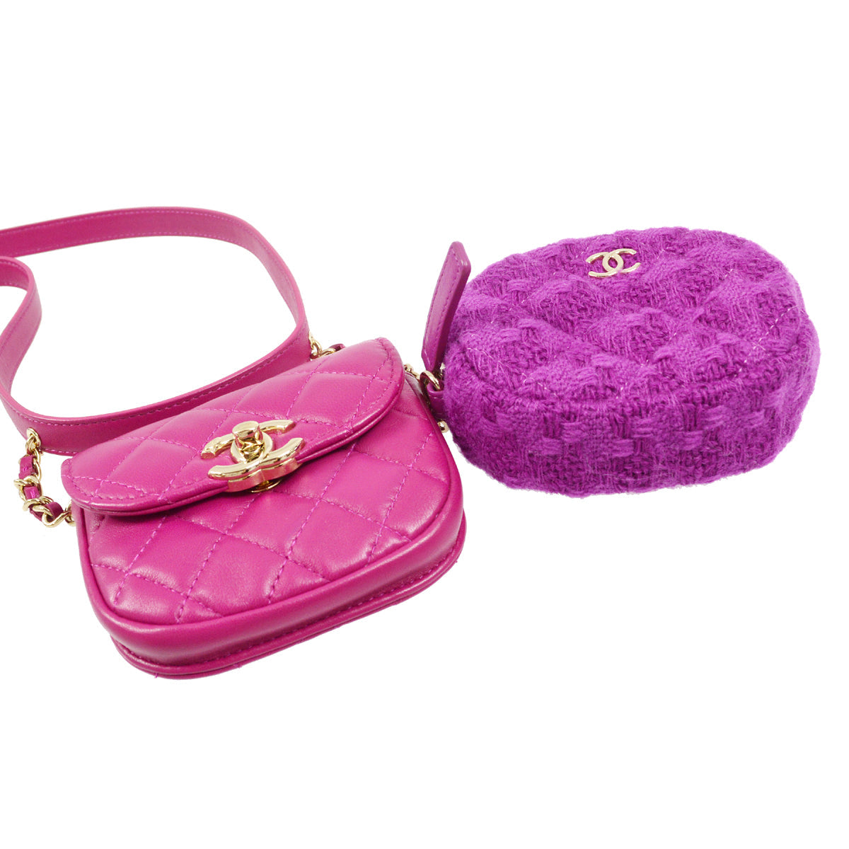 Chanel 2019 Pink Purple Lambskin Belt Pouch Bum Bag