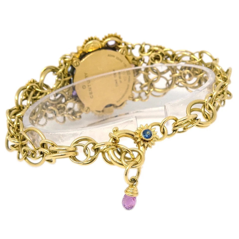 Century Time Gem Leela Quartz Watch 18KYG Diamond Sapphire