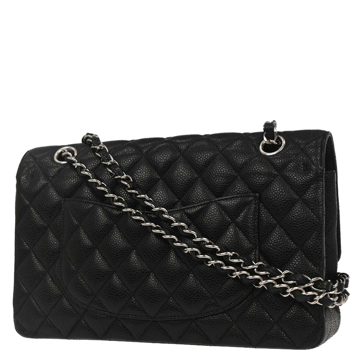 Chanel Black Caviar Skin Medium Classic Double Flap Shoulder Bag