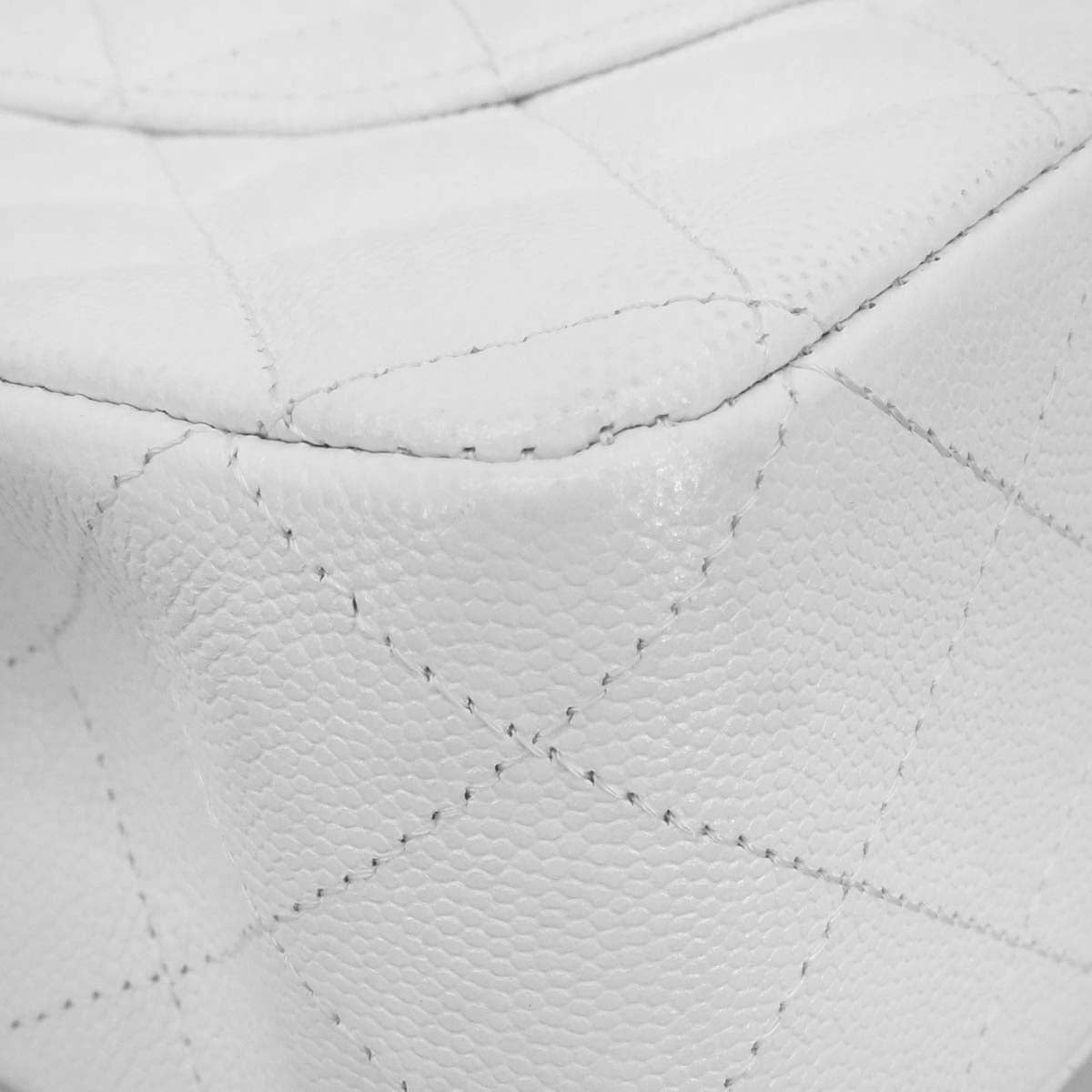 Chanel White Caviar Skin Medium Classic Double Flap Shoulder Bag