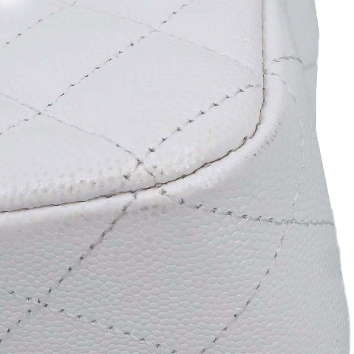 Chanel White Caviar Skin Medium Classic Double Flap Shoulder Bag