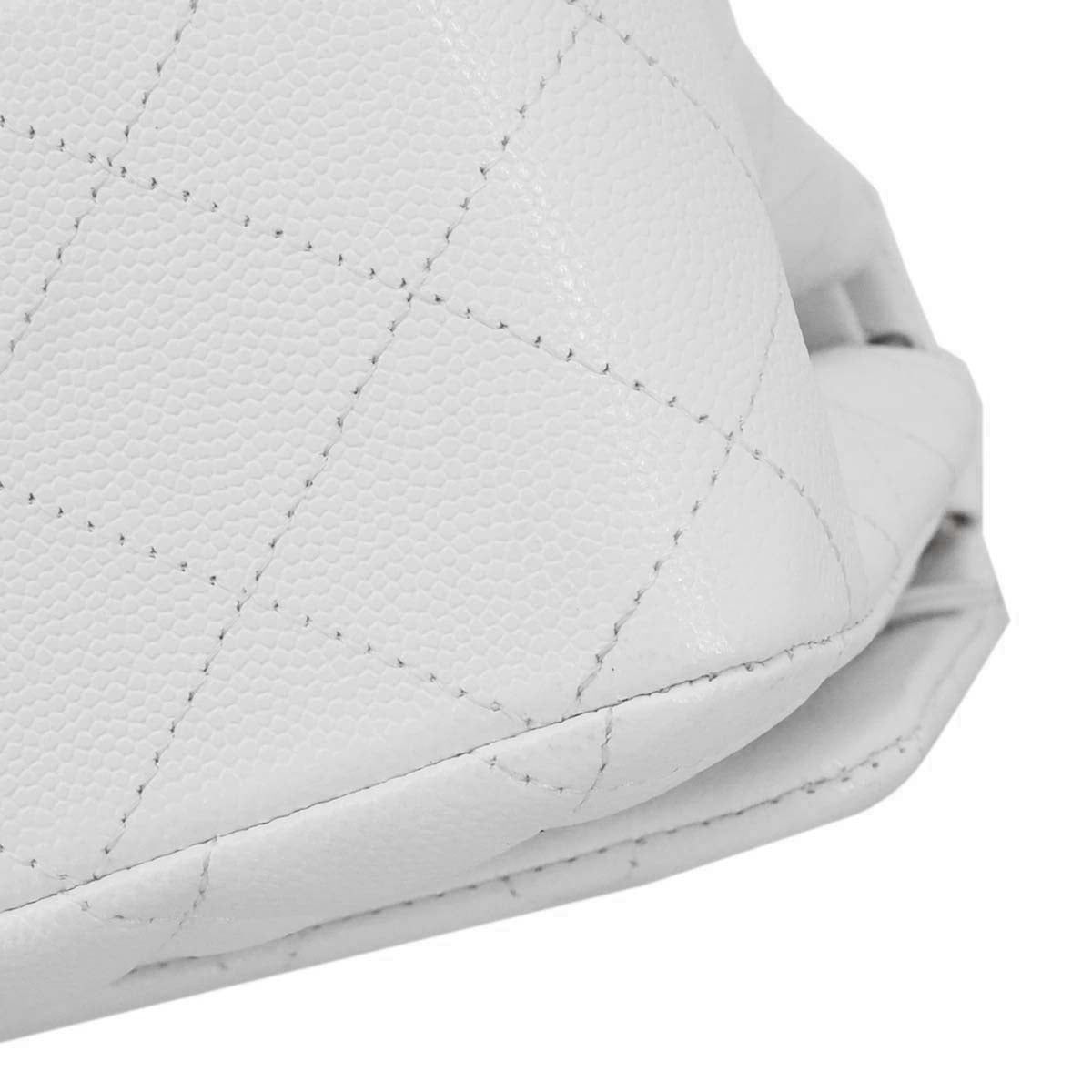 Chanel White Caviar Skin Medium Classic Double Flap Shoulder Bag