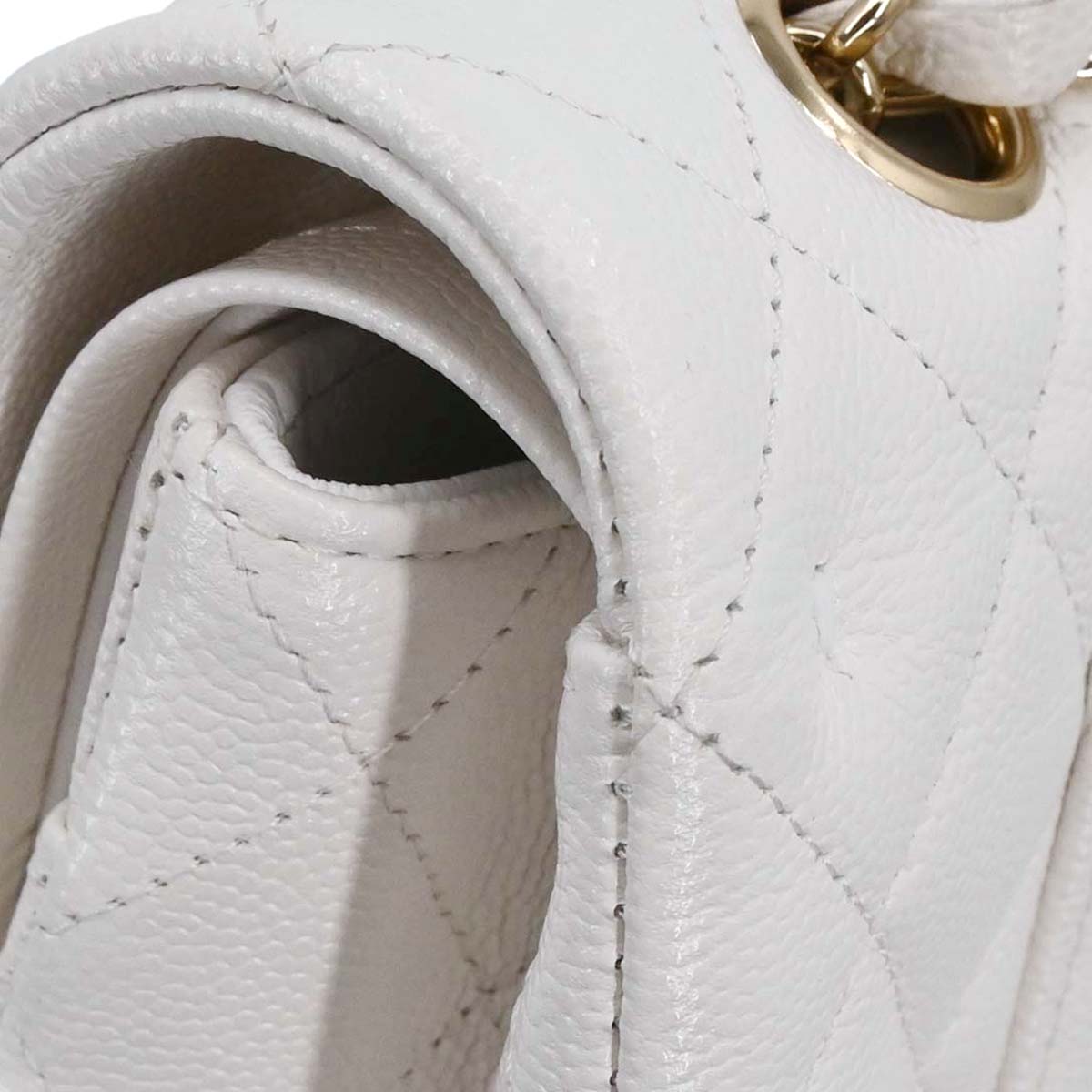 Chanel White Caviar Skin Medium Classic Double Flap Shoulder Bag