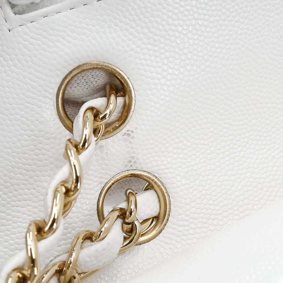 Chanel White Caviar Skin Medium Classic Double Flap Shoulder Bag