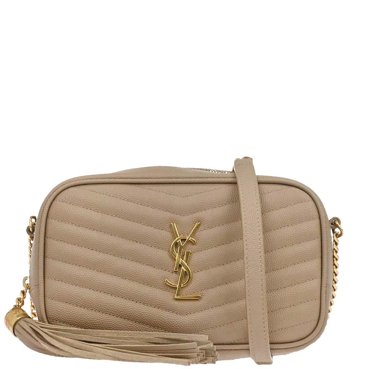 Saint Laurent Beige Leather Lou Crossbody Bag