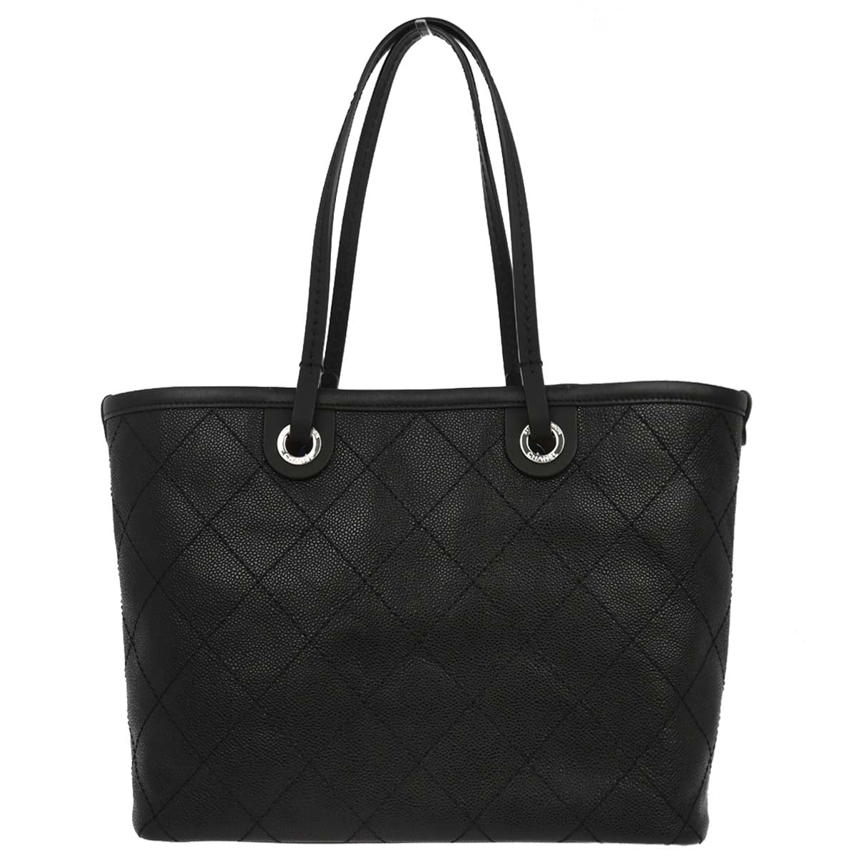 Chanel Black Caviar Skin On The Road Shopping Fever Tote Bag