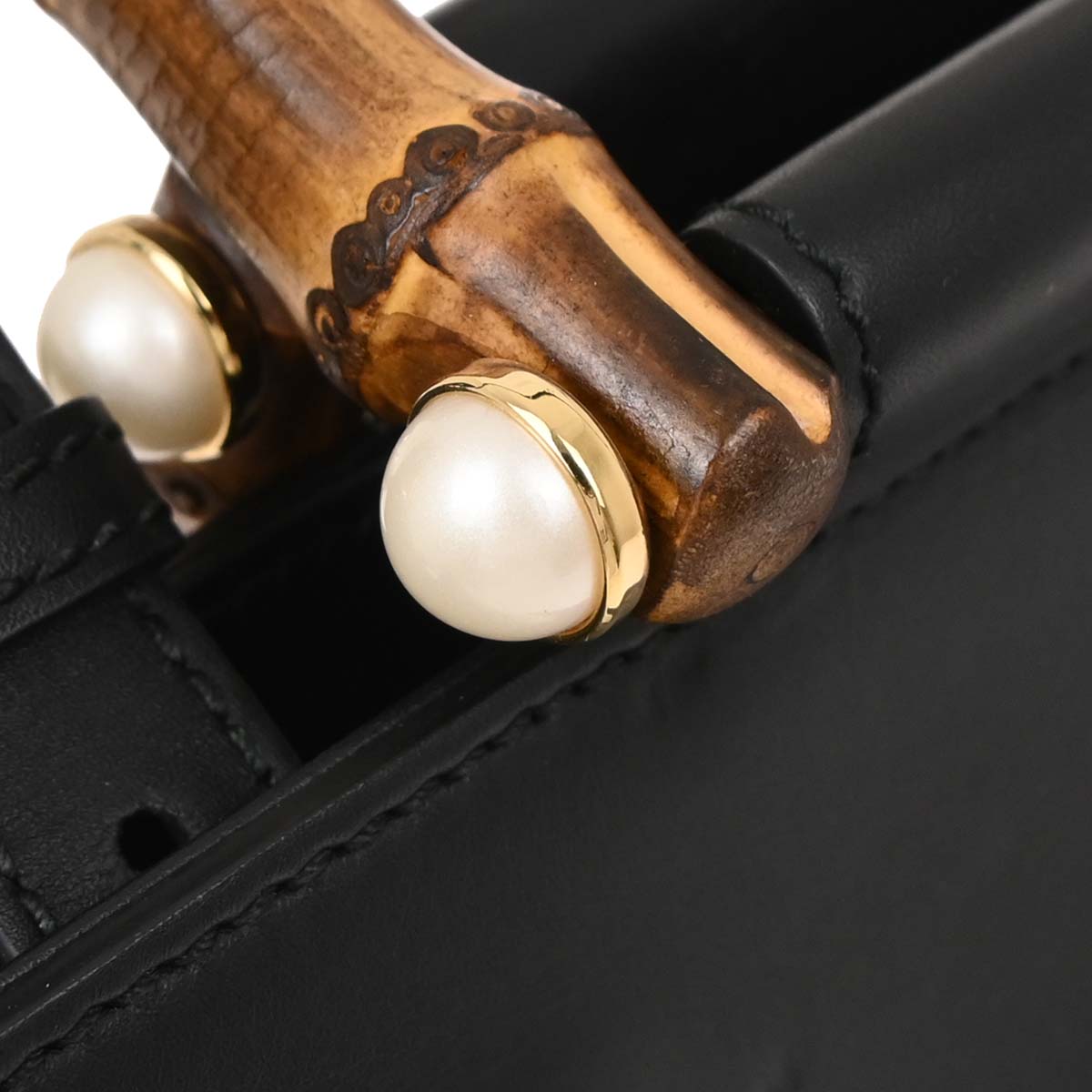 Gucci Black Bamboo Nymphaea 2way Shoulder Handbag