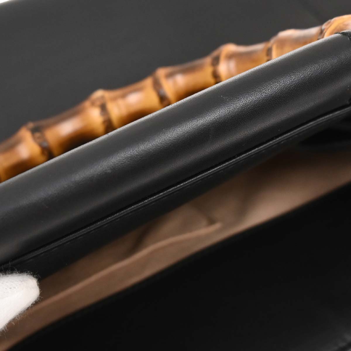 Gucci Black Bamboo Nymphaea 2way Shoulder Handbag