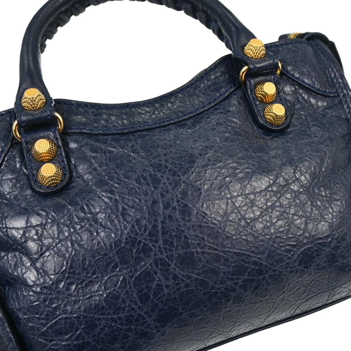 Balenciaga Navy Lambskin The City Mini 2way Shoulder Handbag