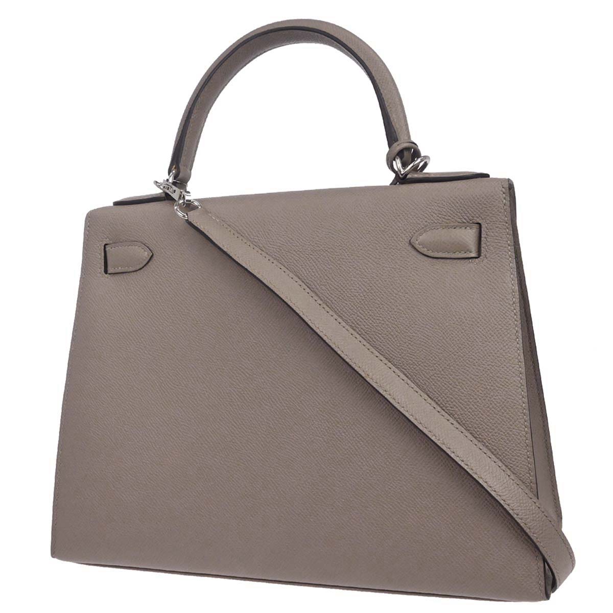 Hermes Gris Asphalt Epsom Kelly 28 Sellier 2way Shoulder Handbag