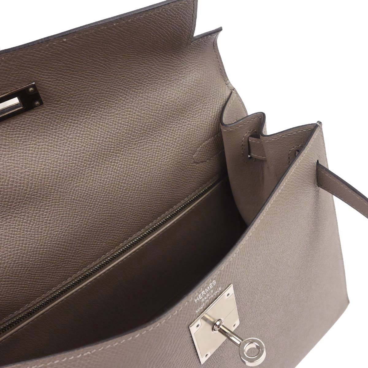 Hermes Gris Asphalt Epsom Kelly 28 Sellier 2way Shoulder Handbag