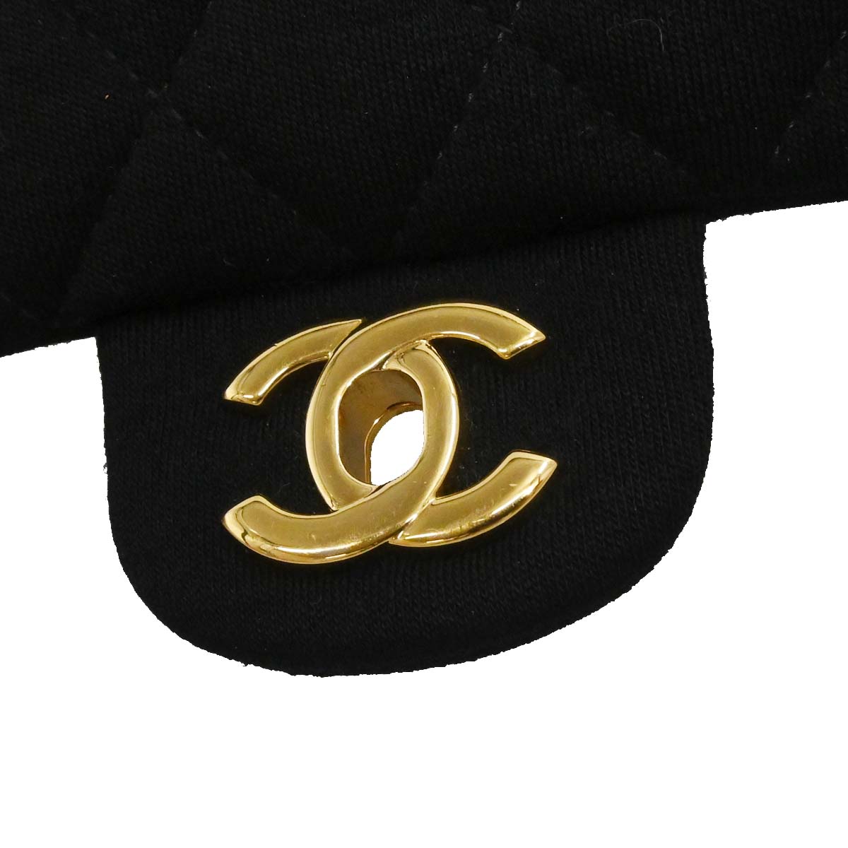 Chanel Black Cotton Medium Classic Double Flap Shoulder Bag