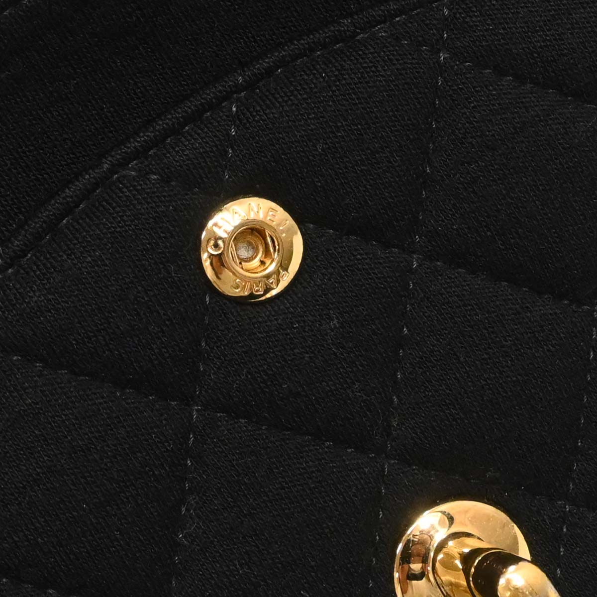 Chanel Black Cotton Medium Classic Double Flap Shoulder Bag