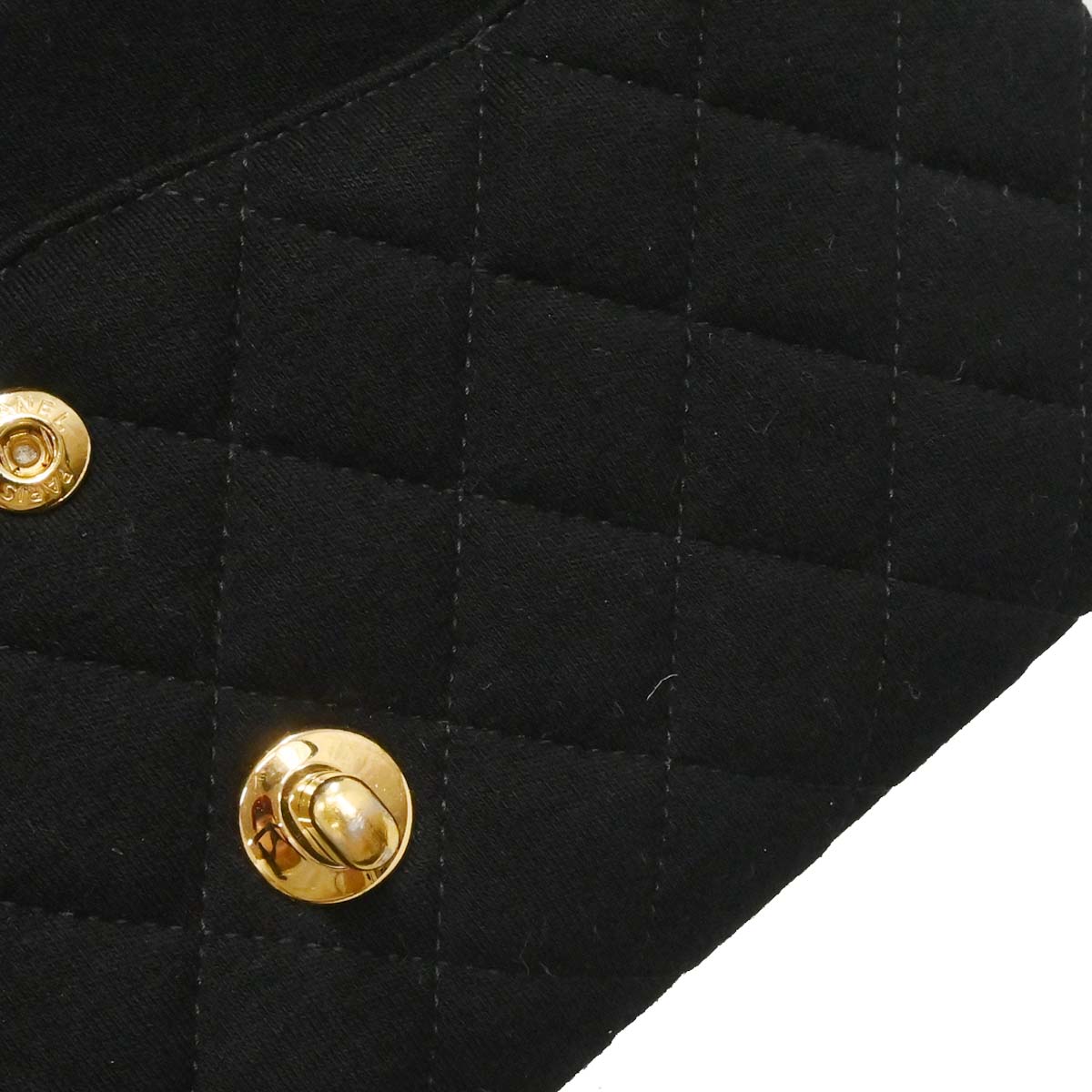 Chanel Black Cotton Medium Classic Double Flap Shoulder Bag