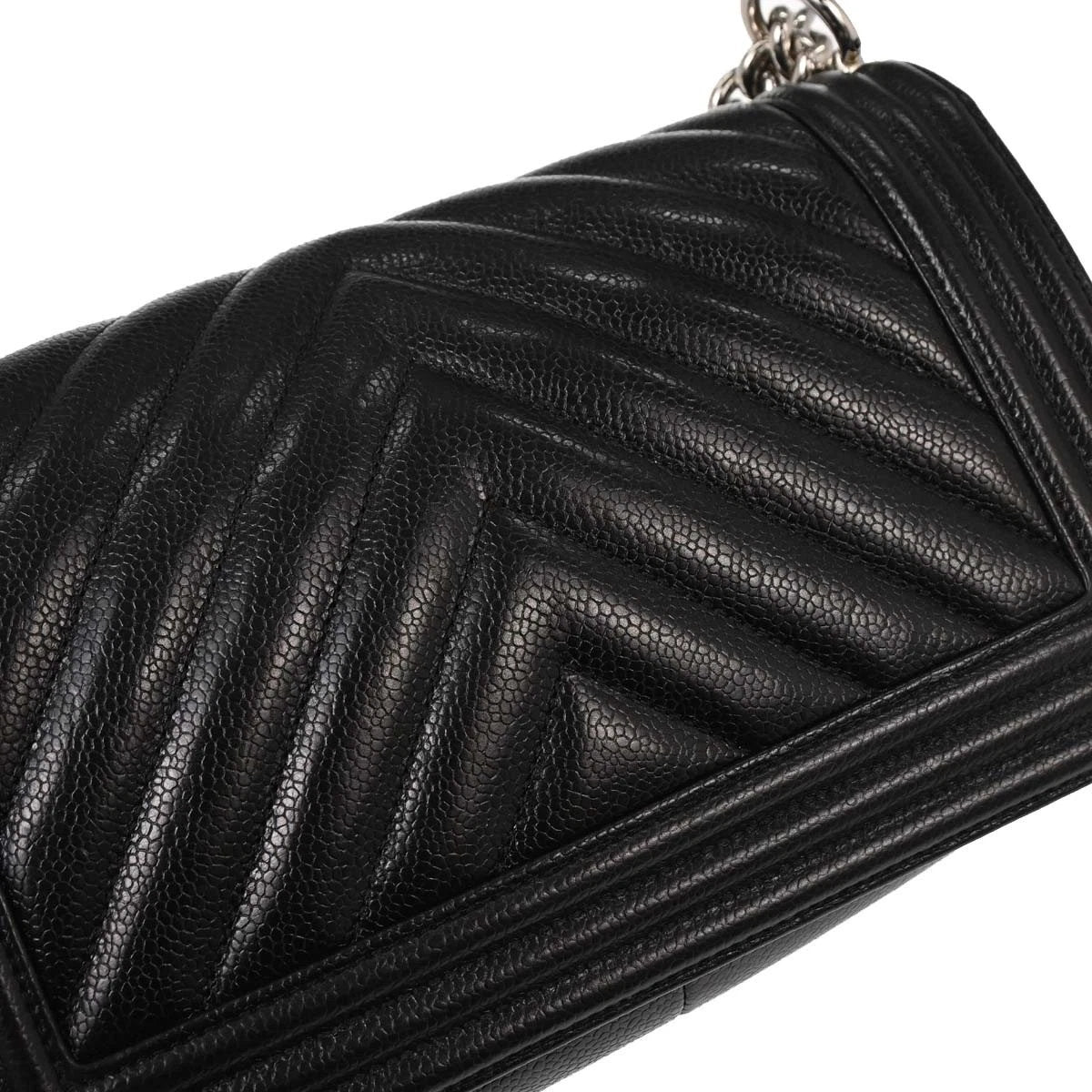 Boy Chanel Black Caviar Chevron Medium Shoulder Bag