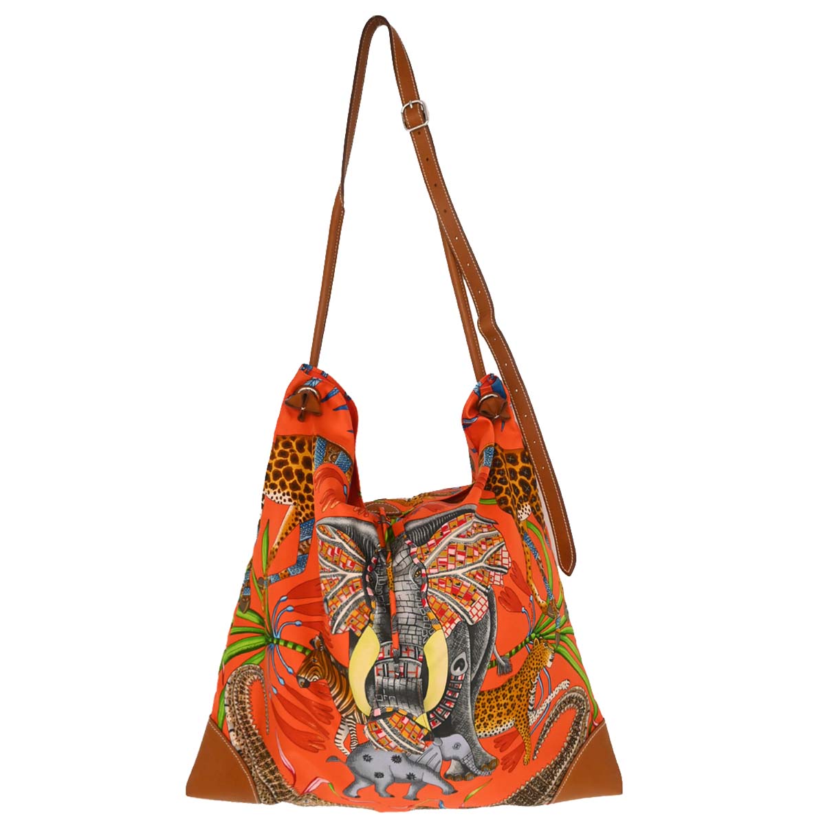 Hermes Orange Silk Silky City 41 Shoulder Bag